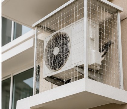 Before and after balcony bird netting installation